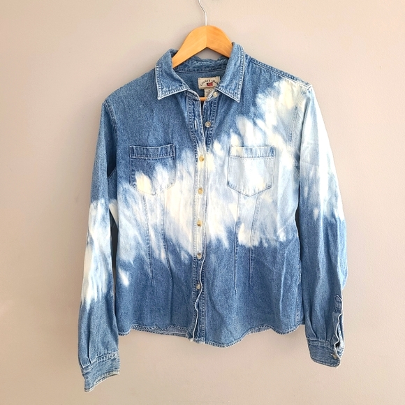 Bleached denim button front shirt xl - Picture 1 of 2